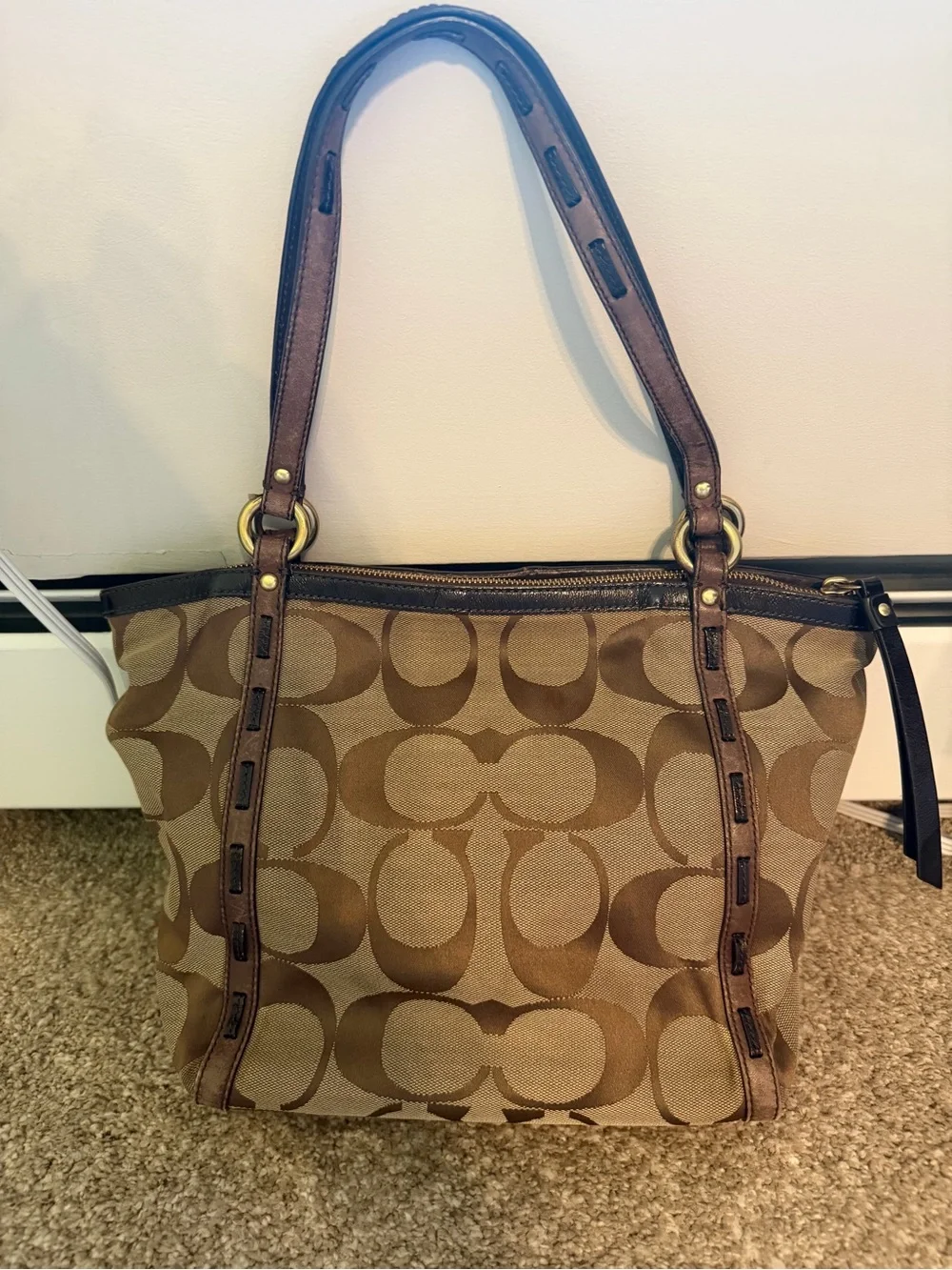 Vintage Coach Signature Canvas Zip Tote Y2K